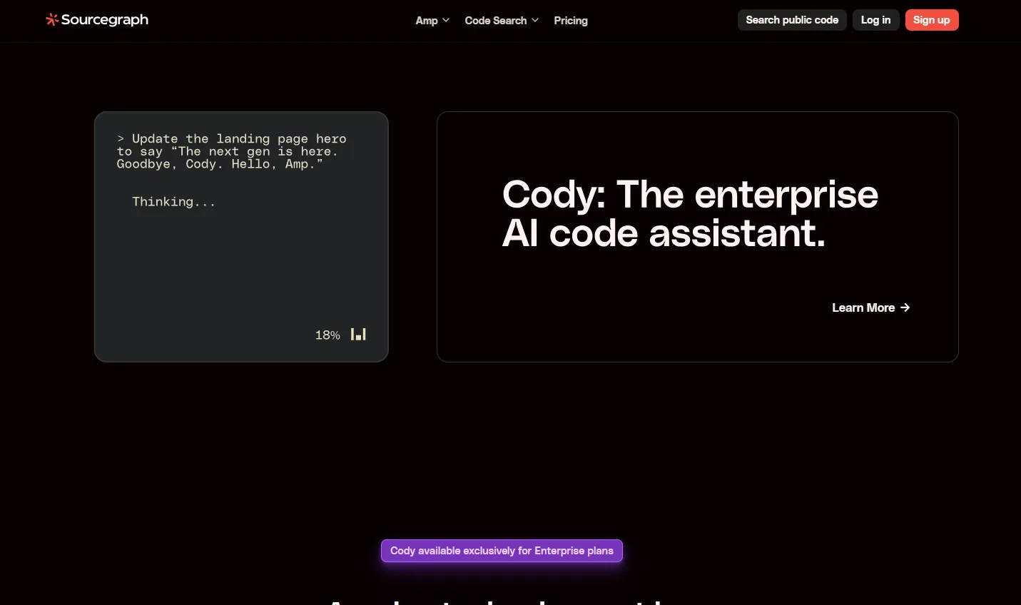 Sourcegraph Cody interface in the vibe coding tools comparison.