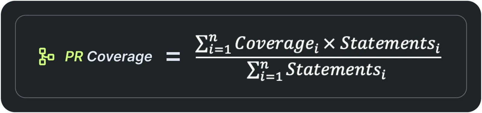 Formula for file-level weighted pull request coverage.