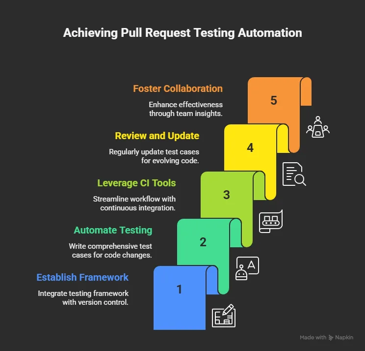 Checklist for planning a pull request testing automation workflow.