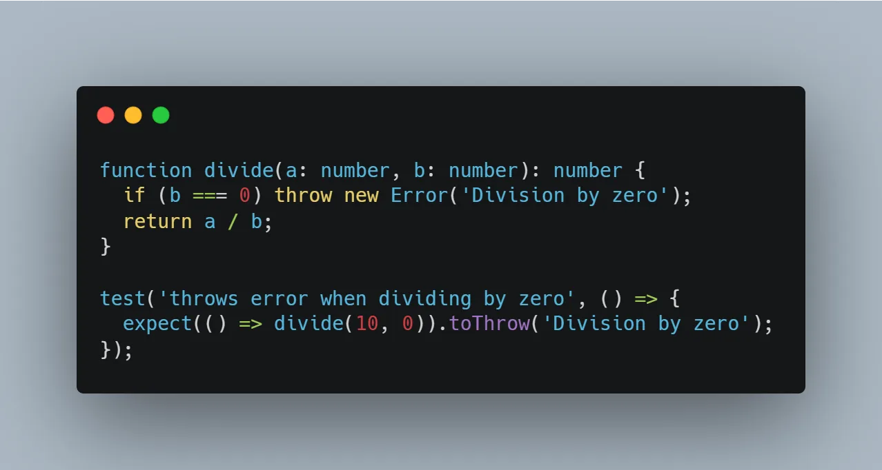 Test checking that division by zero throws an error.