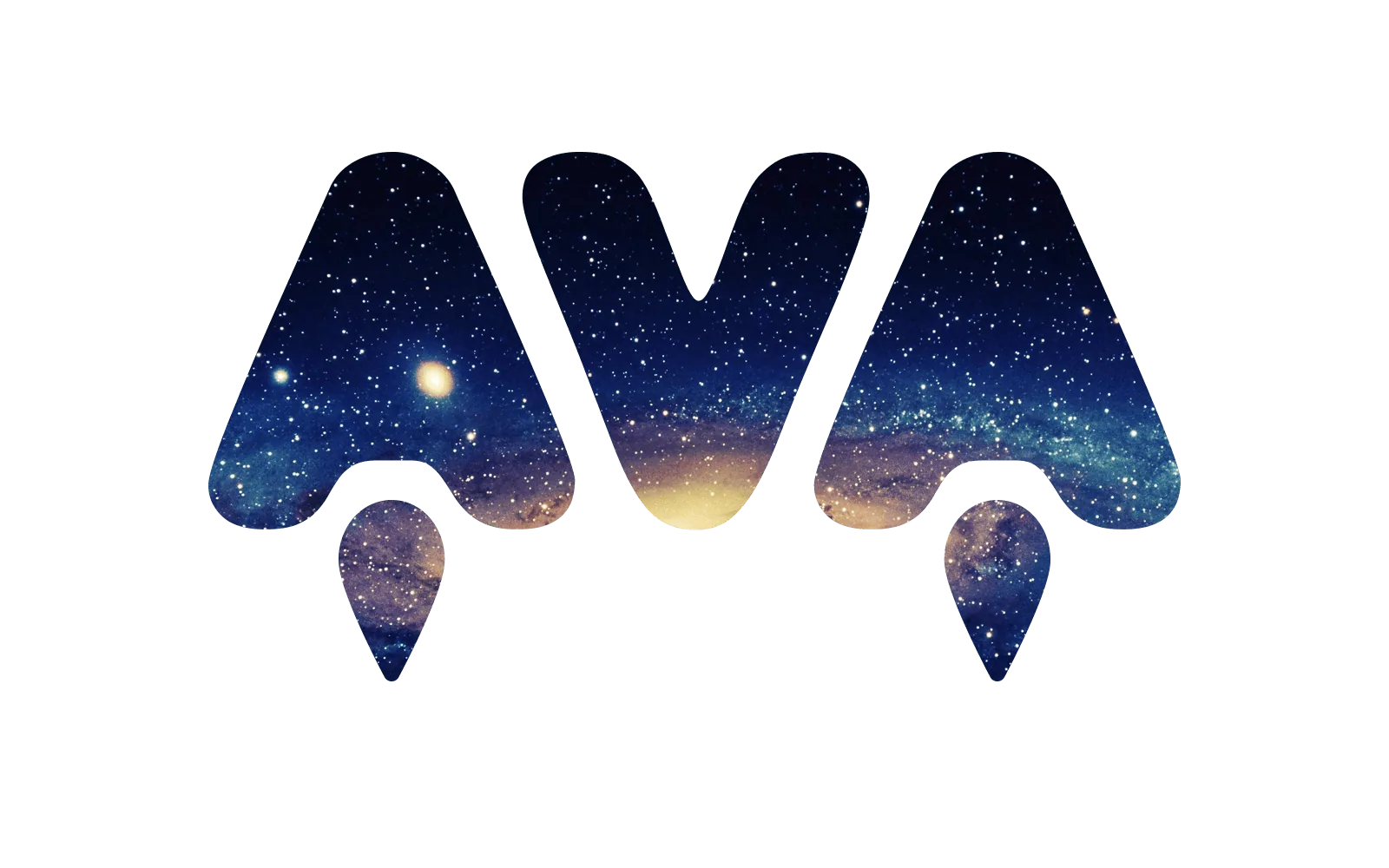 AVA logo filled with a star field.